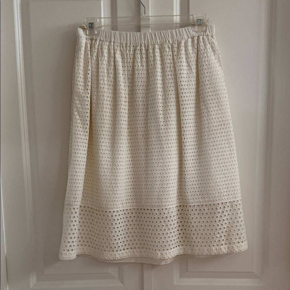 J. Crew Cream Eyelet A-Line Skirt